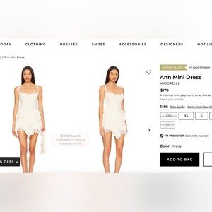 MAJORELLE Lace Trim Mini Dress - Cream